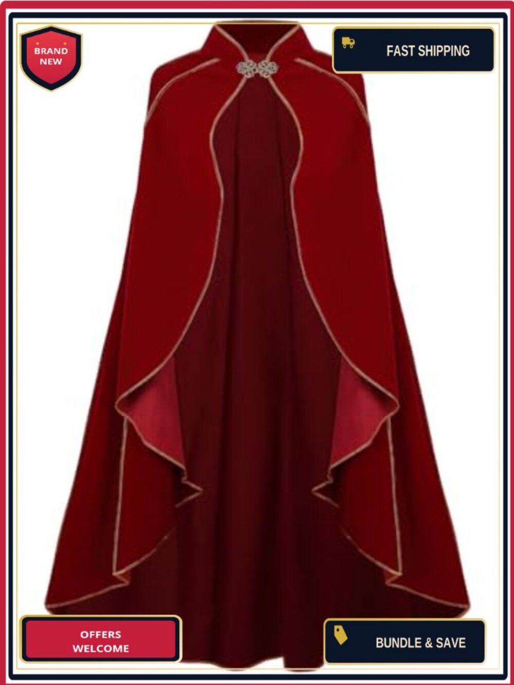 Medieval Velvet Cloak Adult Renaissance Cape Stand Collar Cosplay